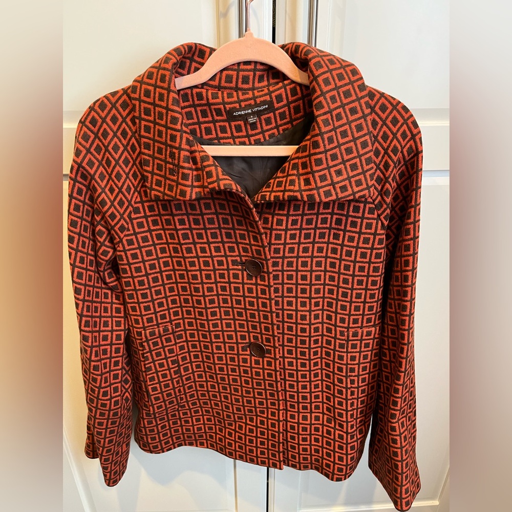 Adrienne Vittadini Blazer Jacket Orange & Brown